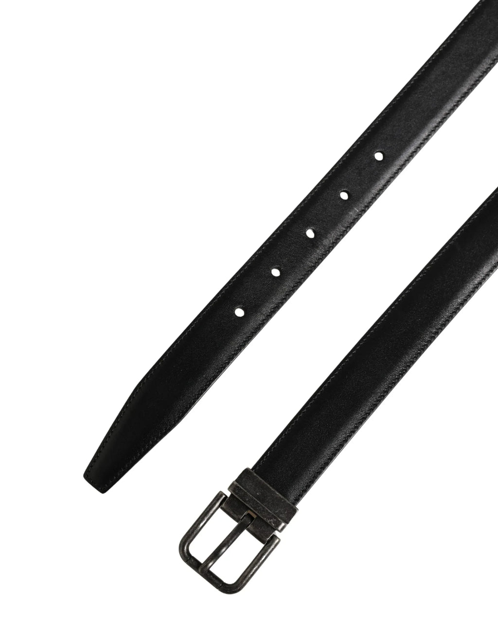 Dolce & Gabbana Men Black Classic Leather Metal Buckle Belt - Zeiniez