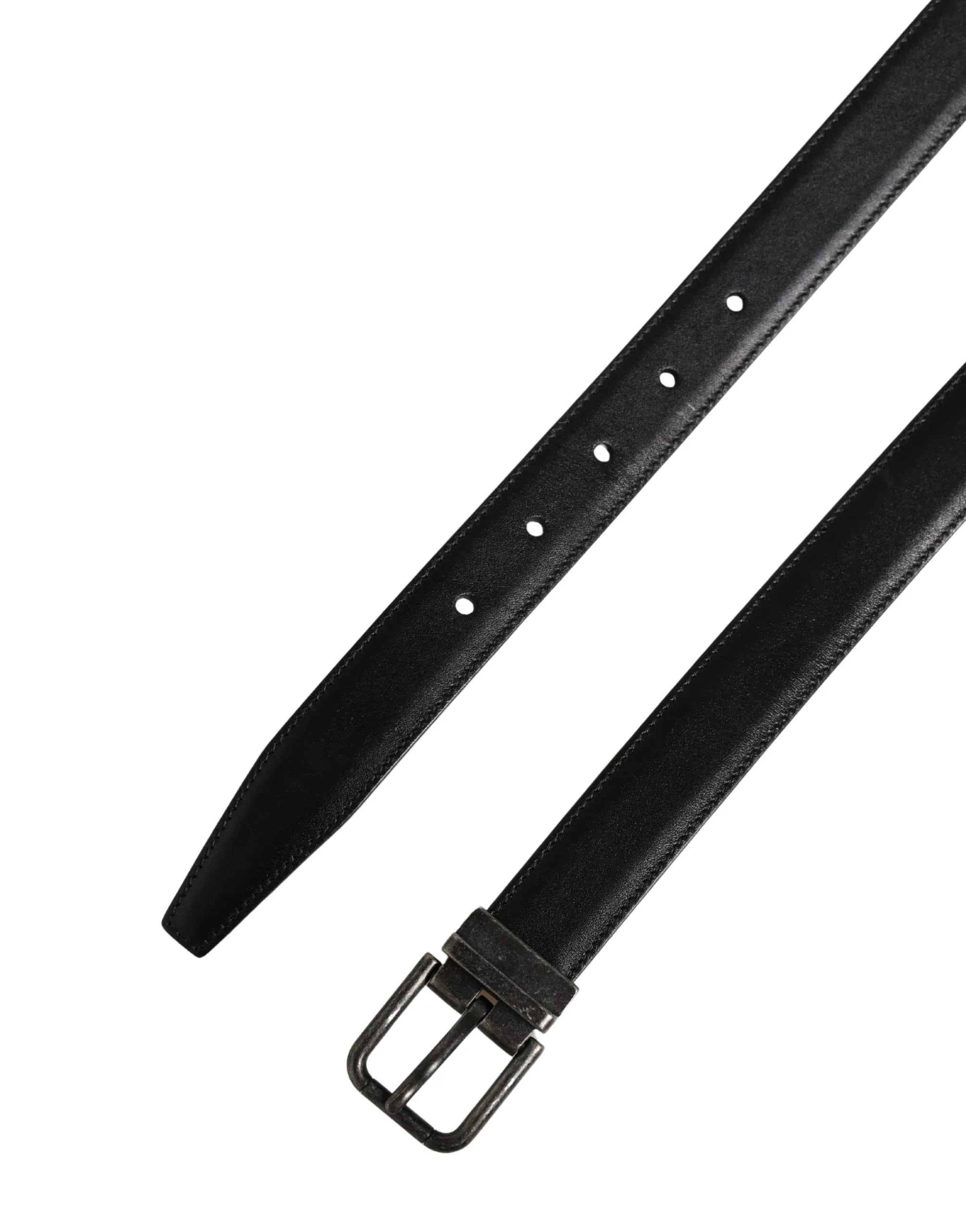 Dolce & Gabbana Men Black Classic Leather Metal Buckle Belt - Zeiniez