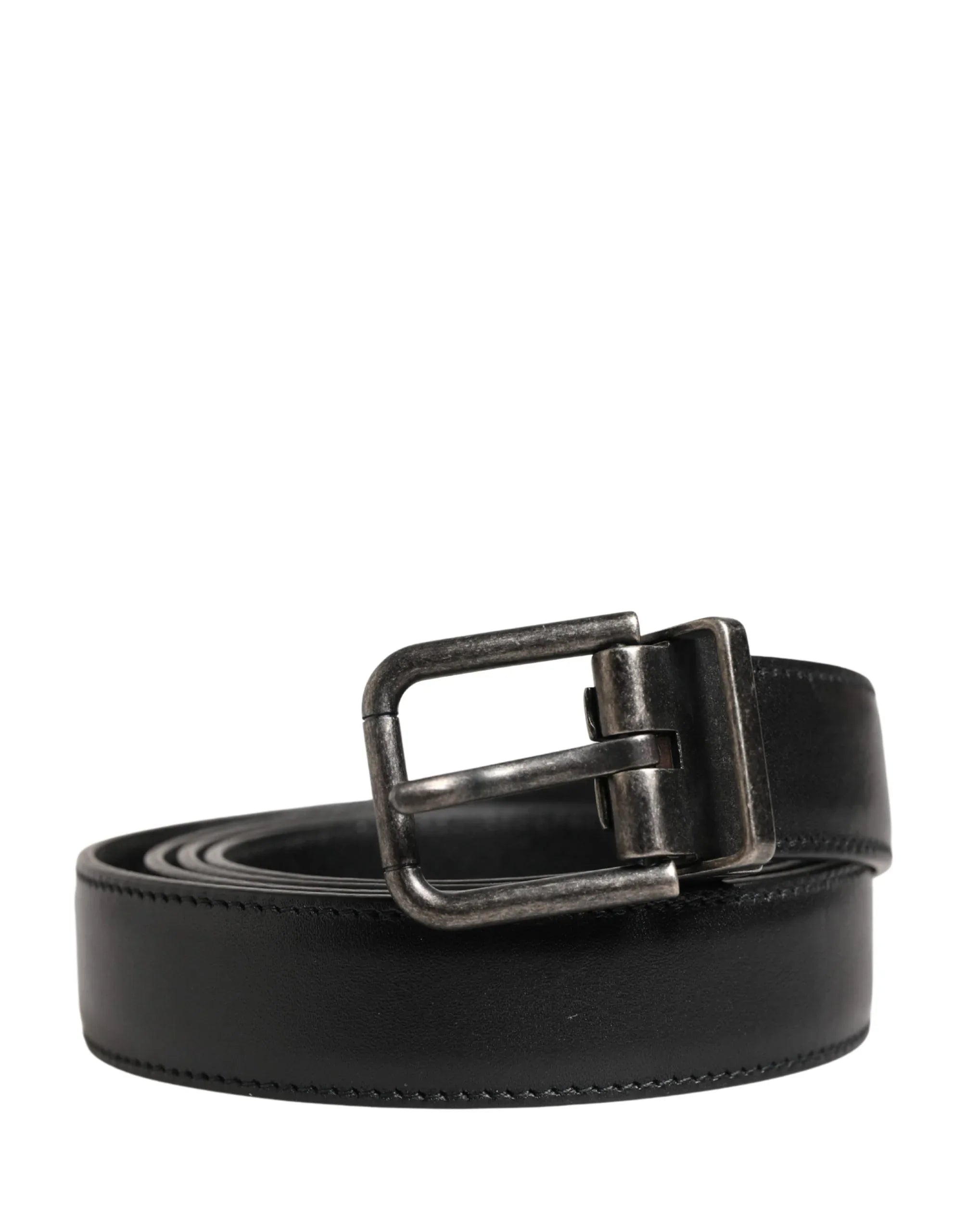 Dolce & Gabbana Men Black Classic Leather Metal Buckle Belt - Zeiniez