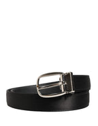Dolce & Gabbana Men Black Classic Leather Metal Buckle Belt - Zeiniez