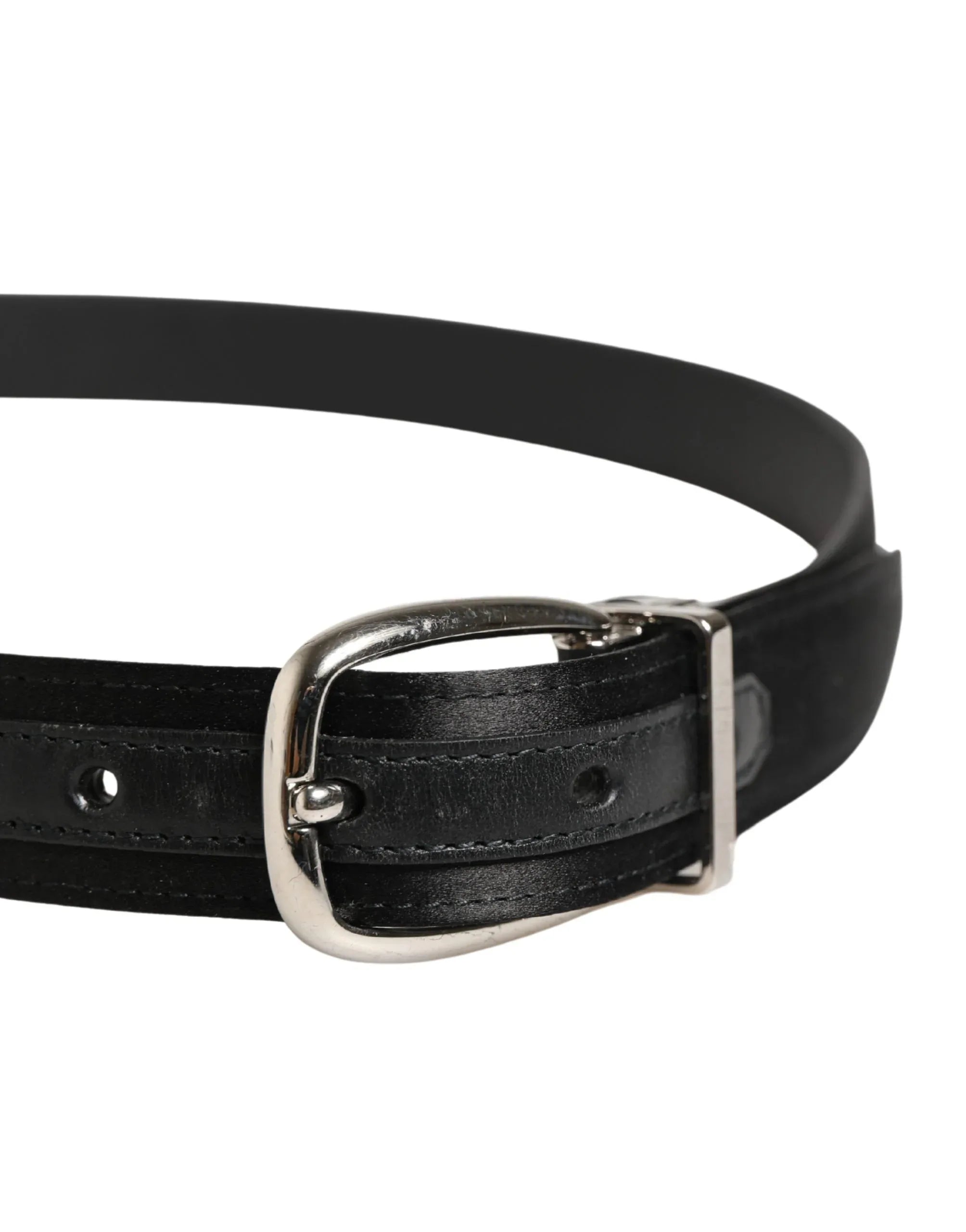 Dolce & Gabbana Men Black Classic Leather Metal Buckle Belt - Zeiniez