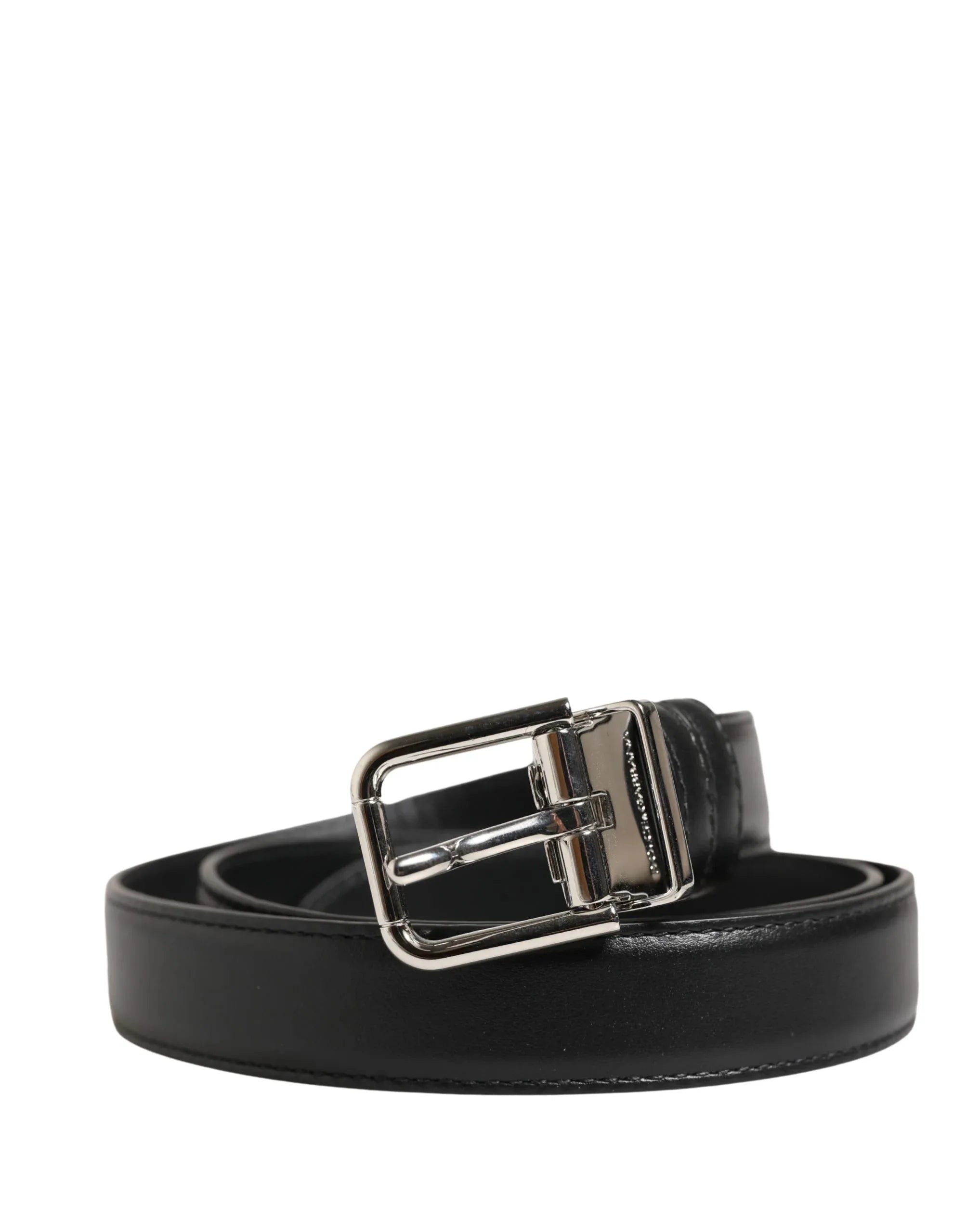 Dolce & Gabbana Men Black Classic Leather Metal Buckle Belt - Zeiniez