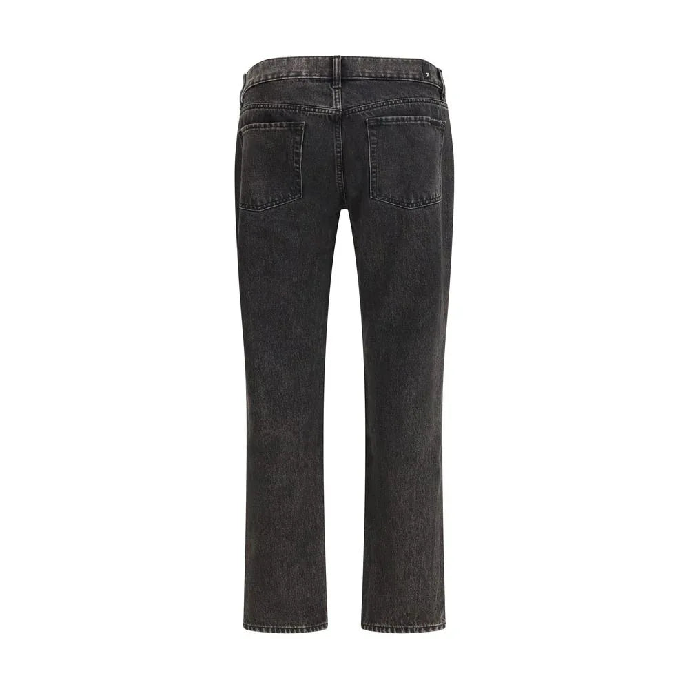 7FOR Black Cotton Straight-Leg Jeans - Zeiniez