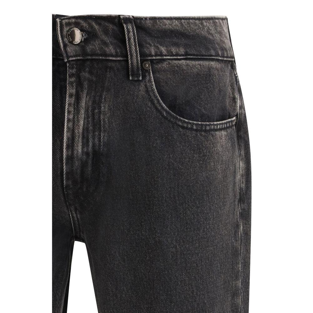 7FOR Black Cotton Straight-Leg Jeans - Zeiniez