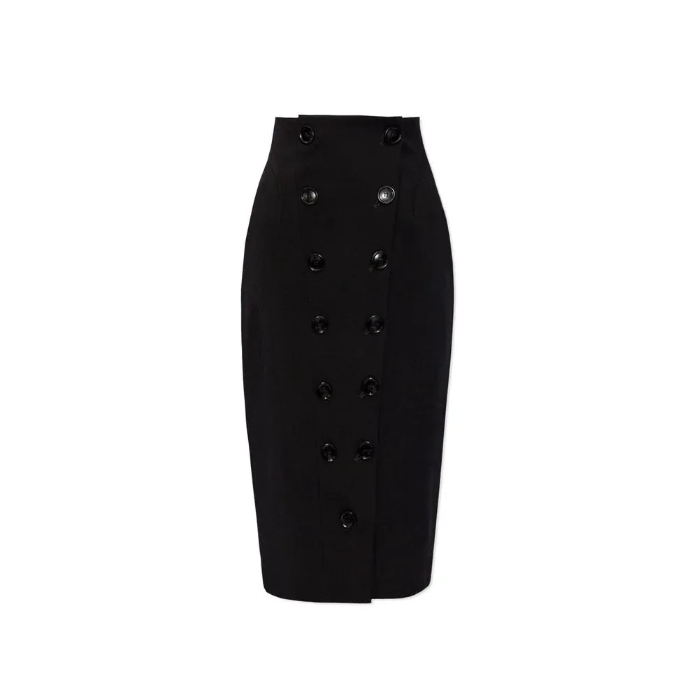 Alaïa Black Elastane Midi Skirt - Zeiniez