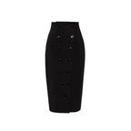 Alaïa Black Elastane Midi Skirt - Zeiniez