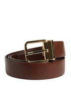 Dolce & Gabbana Men Brown Classic Leather Metal Buckle Belt - Zeiniez