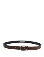 Dolce & Gabbana Men Brown Classic Leather Metal Buckle Belt - Zeiniez