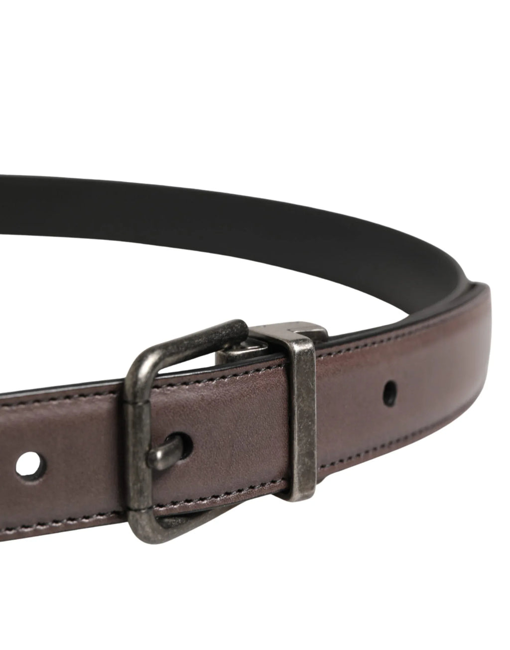 Dolce & Gabbana Men Brown Classic Leather Metal Buckle Belt - Zeiniez