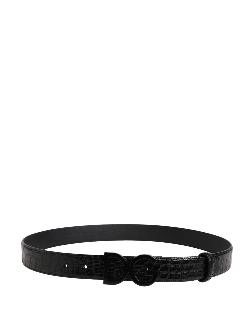 Dolce & Gabbana Men Black Exotic Leather Logo Buckle Belt - Zeiniez