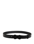 Dolce & Gabbana Men Black Exotic Leather Logo Buckle Belt - Zeiniez