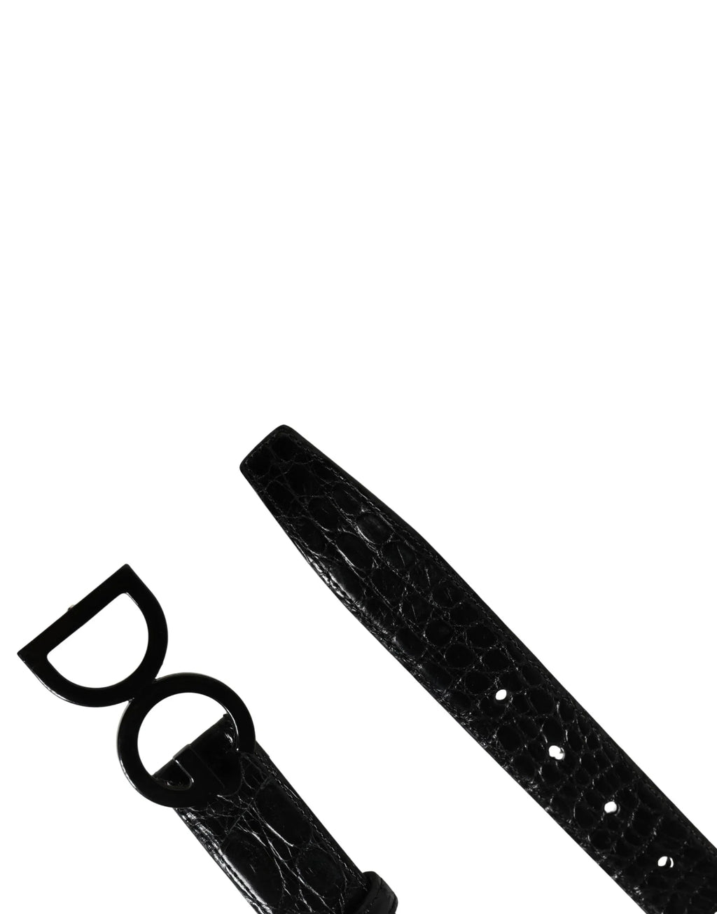 Dolce & Gabbana Men Black Exotic Leather Logo Buckle Belt - Zeiniez