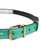 Dolce & Gabbana Men Green Classic Leather Metal Buckle Belt - Zeiniez