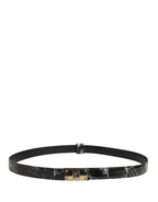 Dolce & Gabbana Men Black Marble Leather DG Logo Buckle Belt - Zeiniez