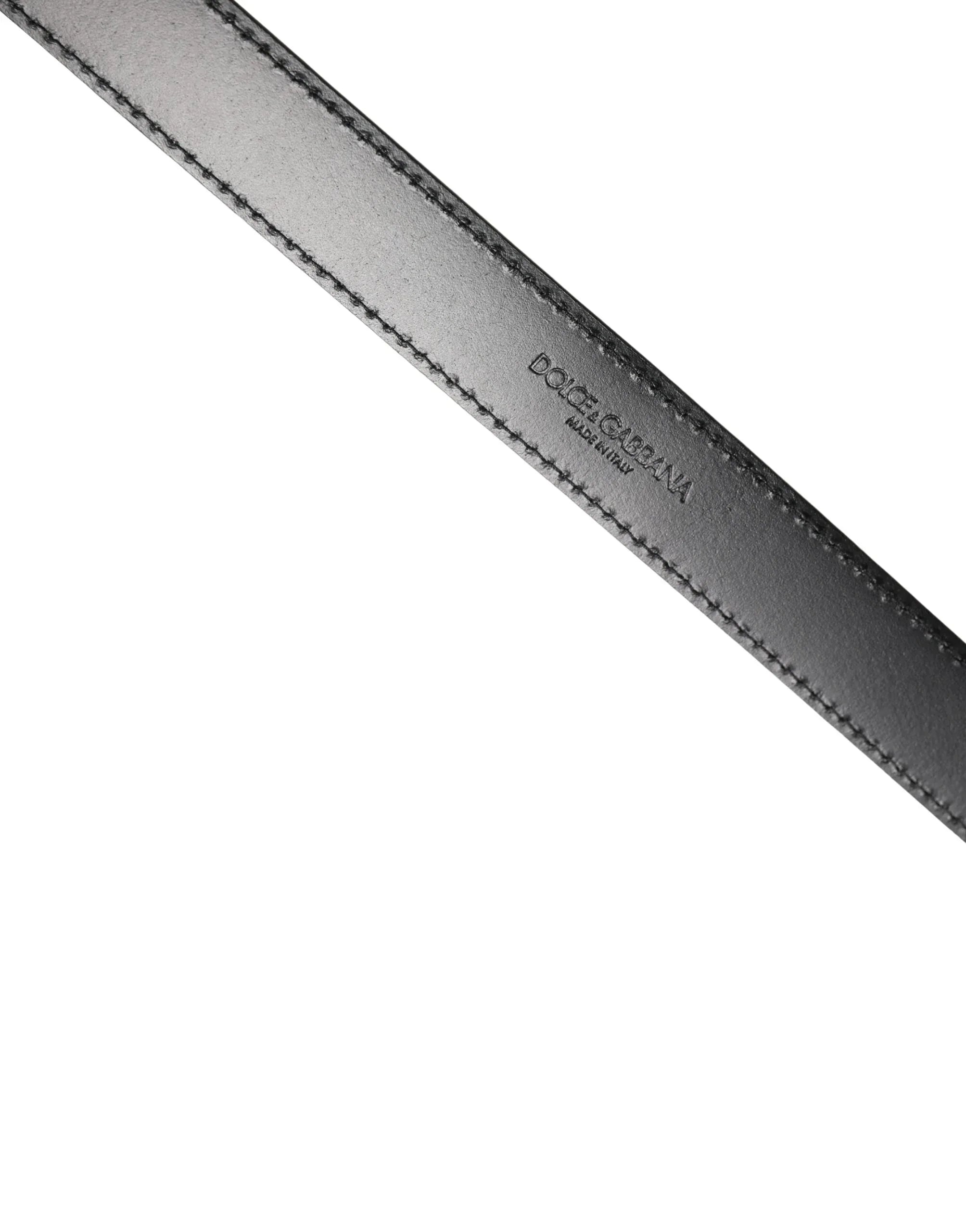 Dolce & Gabbana Men Black Marble Leather DG Logo Buckle Belt - Zeiniez