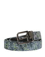 Dolce & Gabbana Men Multicolor Sequin Silver Metal Buckle Belt - Zeiniez