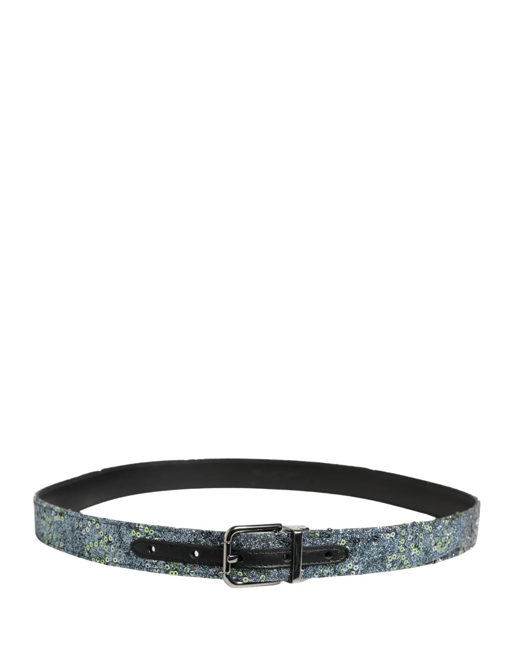 Dolce & Gabbana Men Multicolor Sequin Silver Metal Buckle Belt - Zeiniez