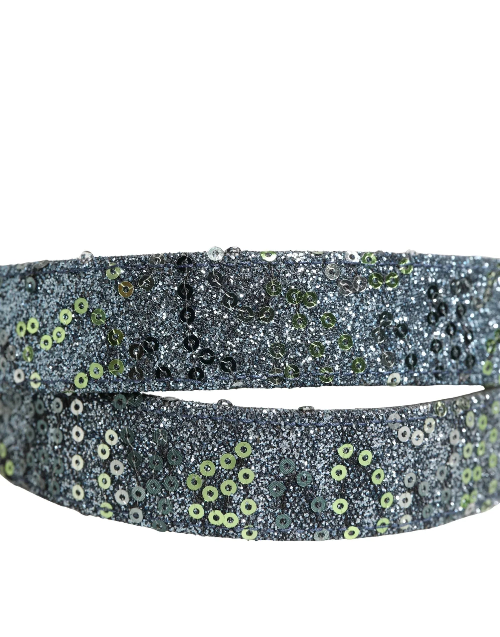 Dolce & Gabbana Men Multicolor Sequin Silver Metal Buckle Belt - Zeiniez