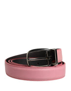 Dolce & Gabbana Men Pink Classic Leather Metal Buckle Belt - Zeiniez