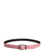 Dolce & Gabbana Men Pink Classic Leather Metal Buckle Belt - Zeiniez