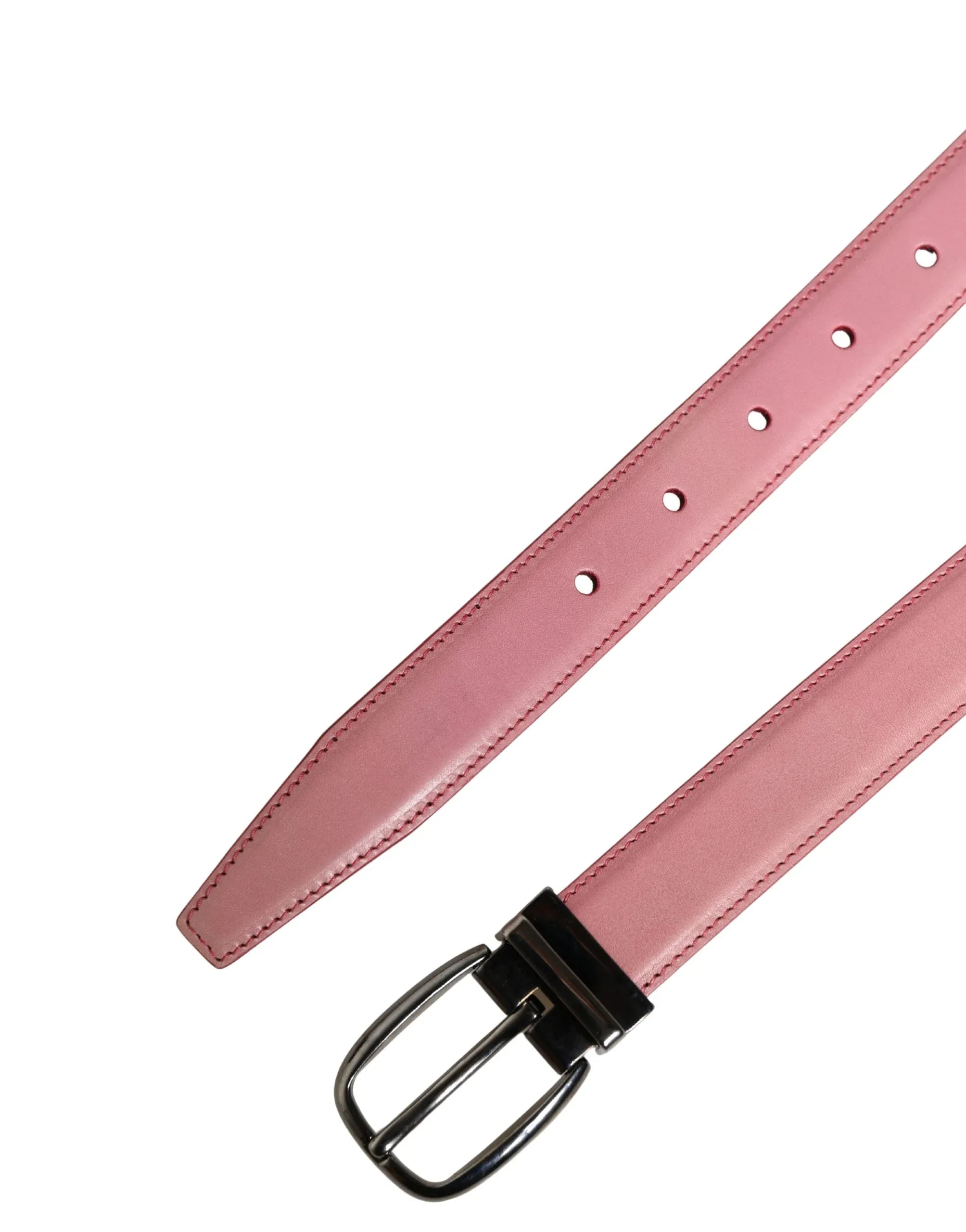 Dolce & Gabbana Men Pink Classic Leather Metal Buckle Belt - Zeiniez