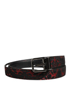 Dolce & Gabbana Black Red Polyester Silver Metal Buckle Belt - Zeiniez