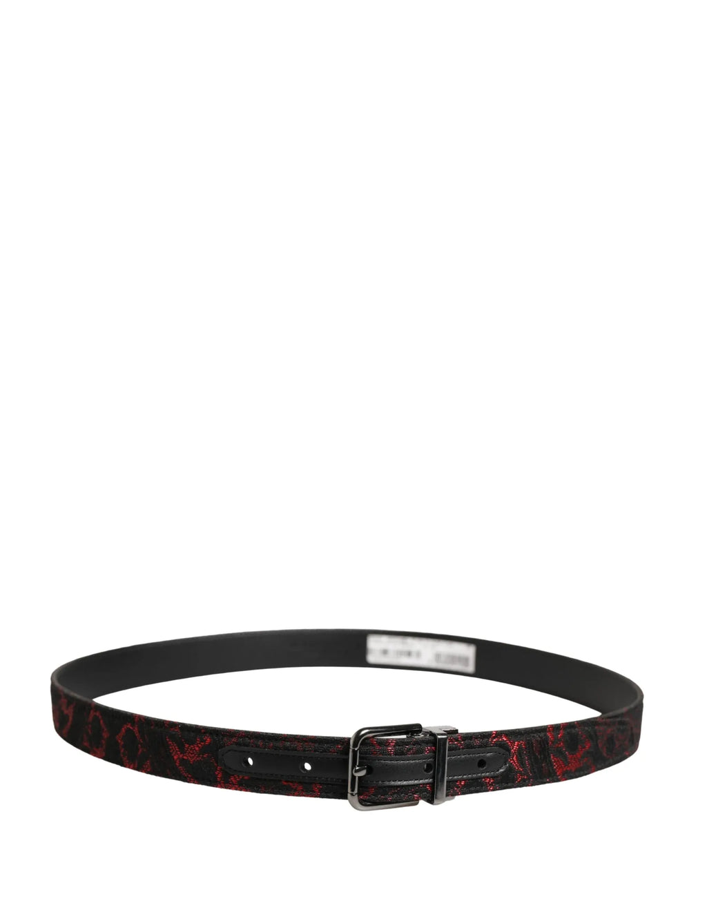 Dolce & Gabbana Black Red Polyester Silver Metal Buckle Belt - Zeiniez