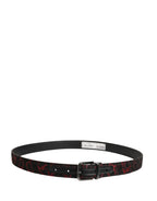 Dolce & Gabbana Black Red Polyester Silver Metal Buckle Belt - Zeiniez