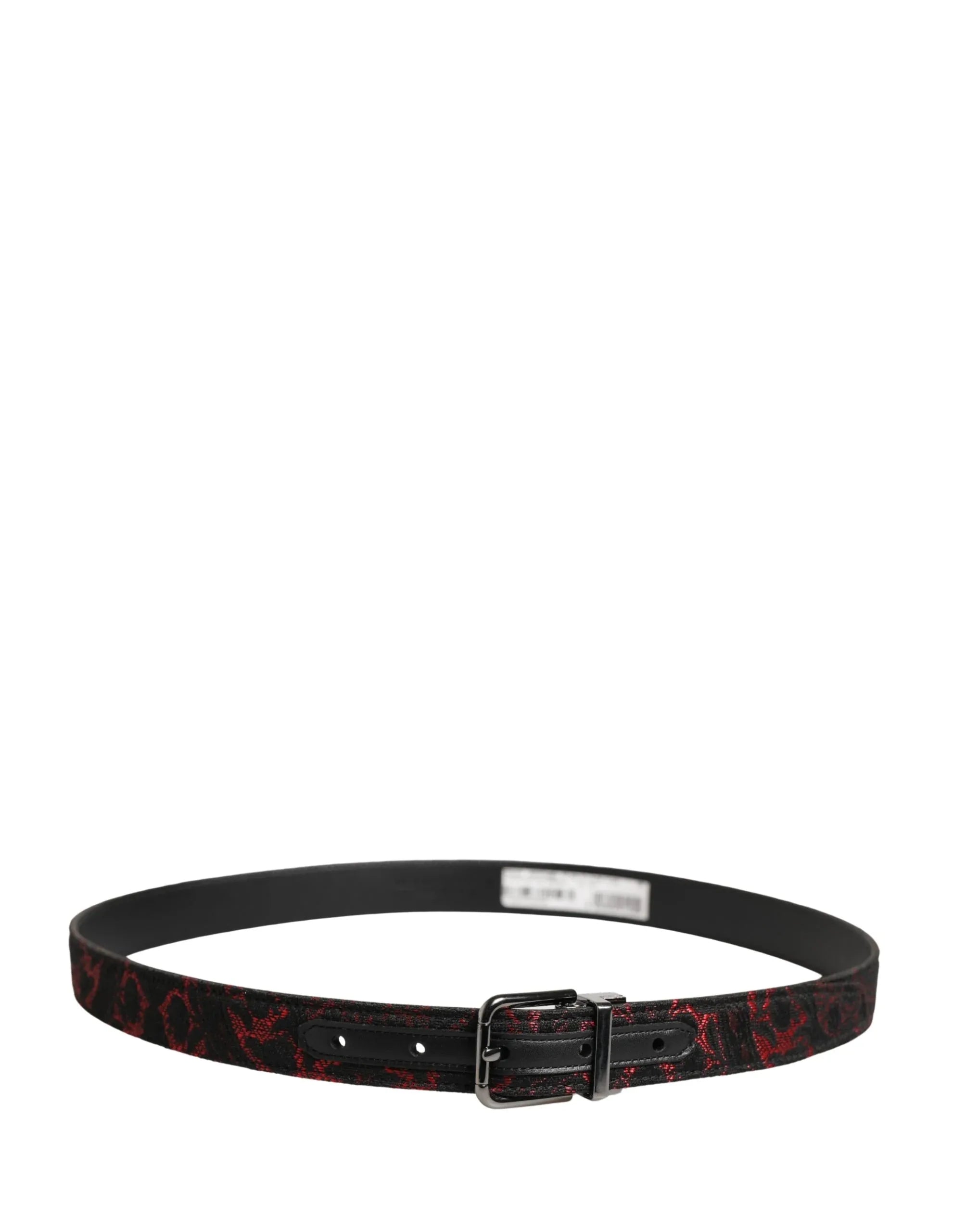 Dolce & Gabbana Black Red Polyester Silver Metal Buckle Belt - Zeiniez