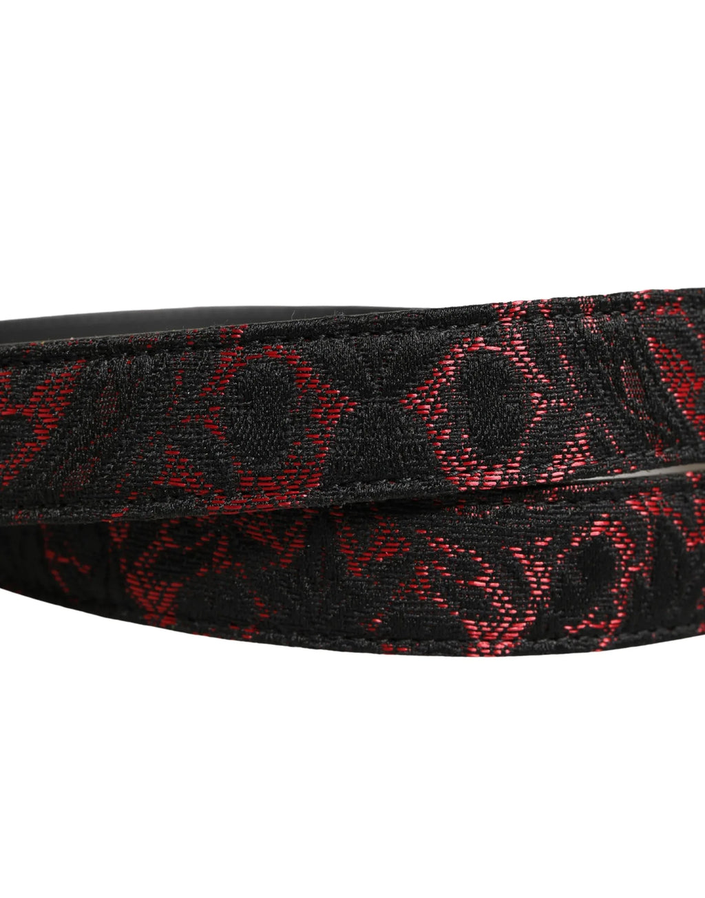 Dolce & Gabbana Black Red Polyester Silver Metal Buckle Belt - Zeiniez