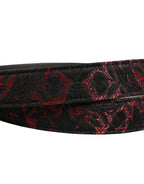Dolce & Gabbana Black Red Polyester Silver Metal Buckle Belt - Zeiniez