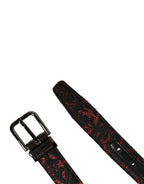 Dolce & Gabbana Black Red Polyester Silver Metal Buckle Belt - Zeiniez