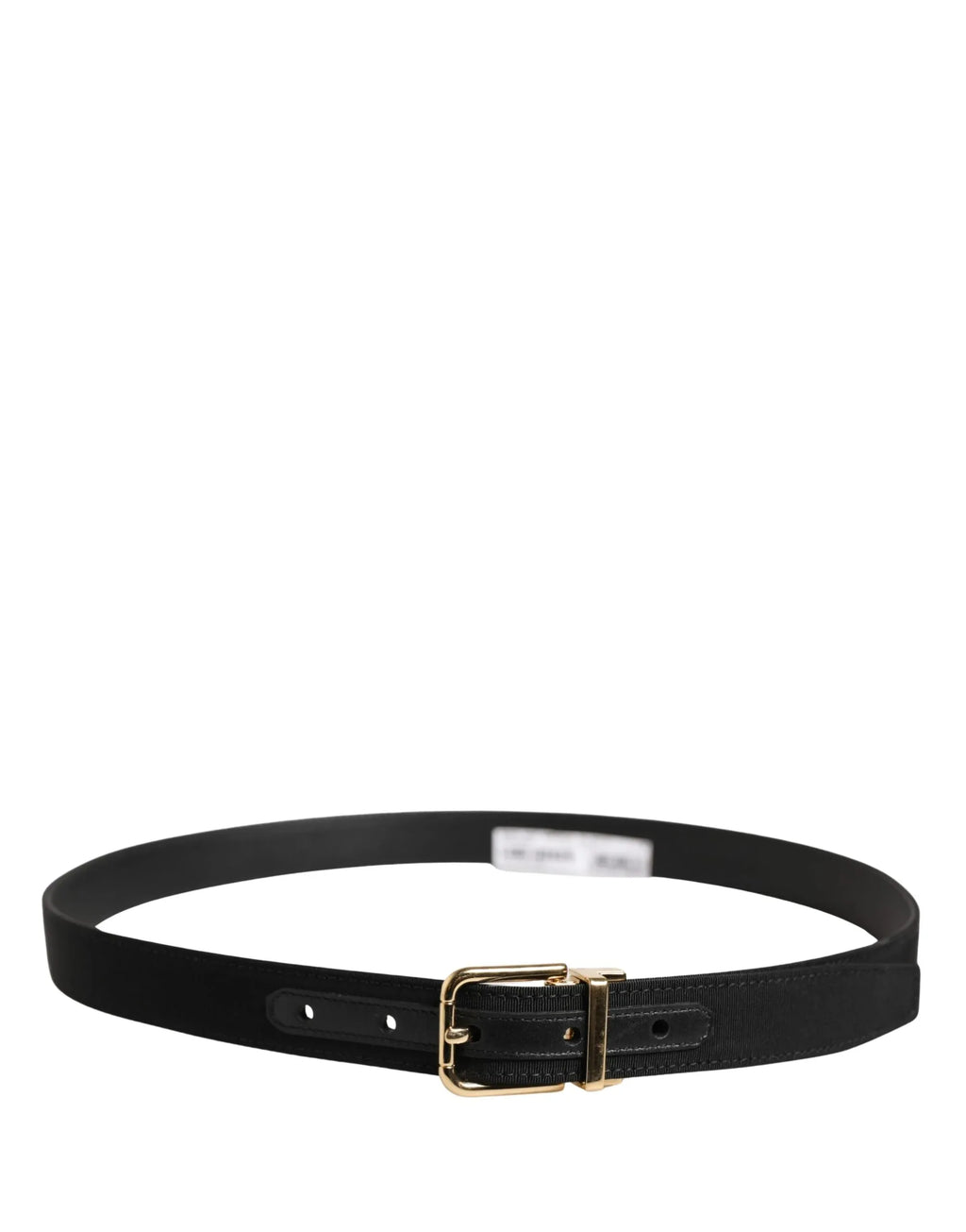 Dolce & Gabbana Black Viscose Leather Gold Metal Buckle Belt - Zeiniez