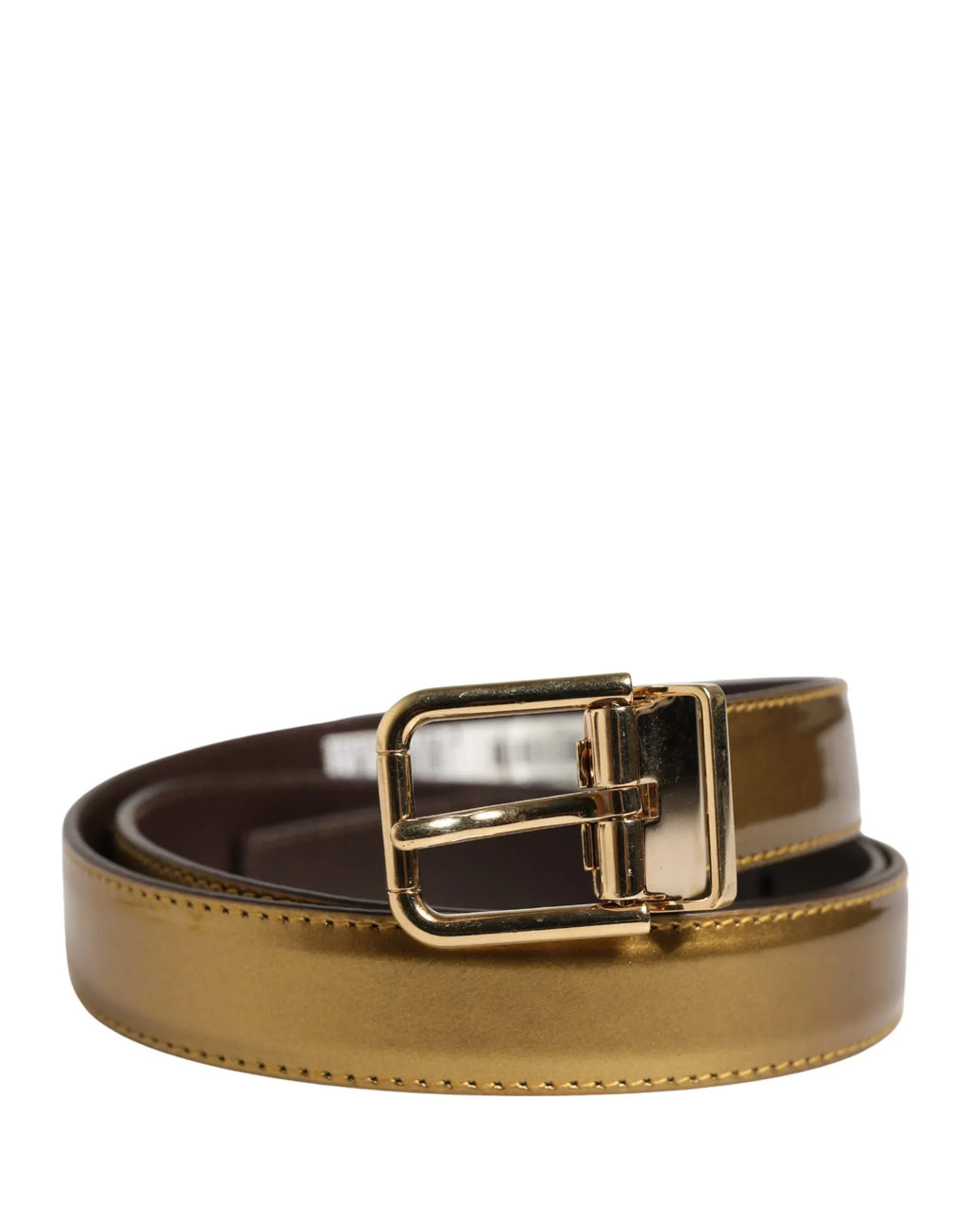 Dolce & Gabbana Men Gold Classic Leather Metal Buckle Belt - Zeiniez