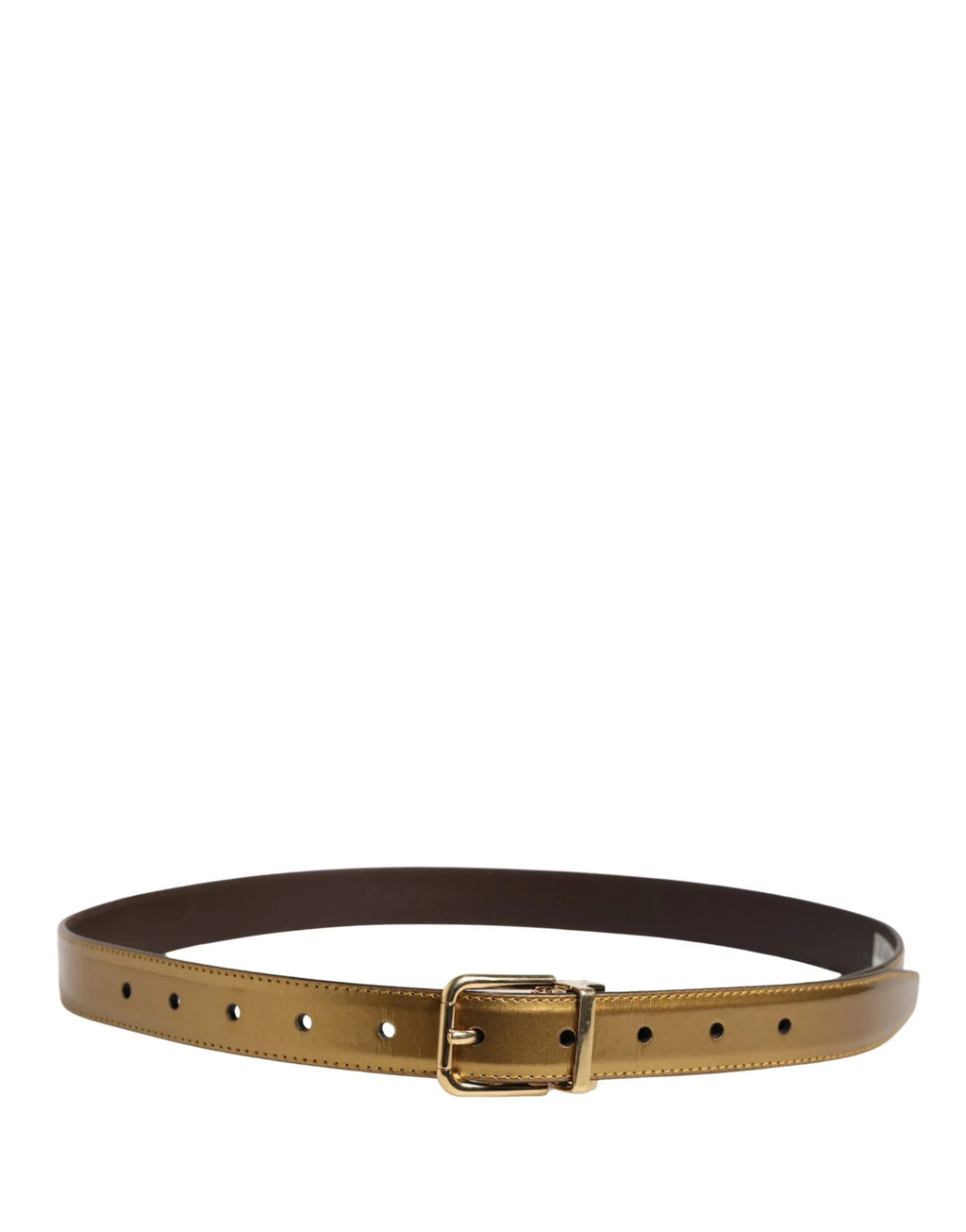 Dolce & Gabbana Men Gold Classic Leather Metal Buckle Belt - Zeiniez