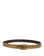 Dolce & Gabbana Men Gold Classic Leather Metal Buckle Belt - Zeiniez
