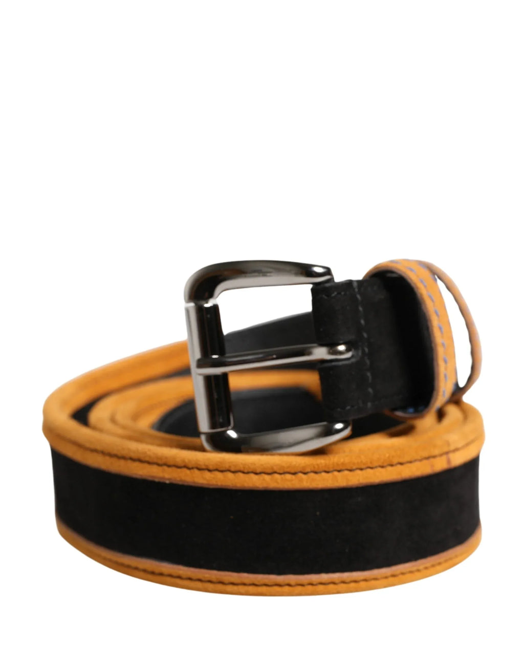Dolce & Gabbana Men Black Orange Polyester Metal Buckle Belt - Zeiniez