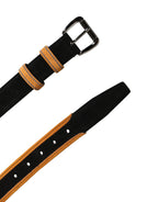 Dolce & Gabbana Men Black Orange Polyester Metal Buckle Belt - Zeiniez