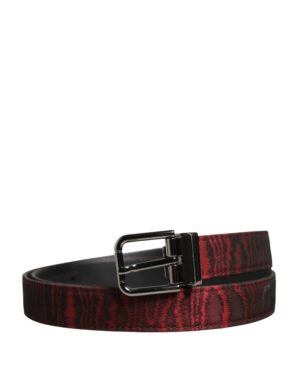 Dolce & Gabbana Men Red Jacquard Acetate Metal Buckle Belt - Zeiniez