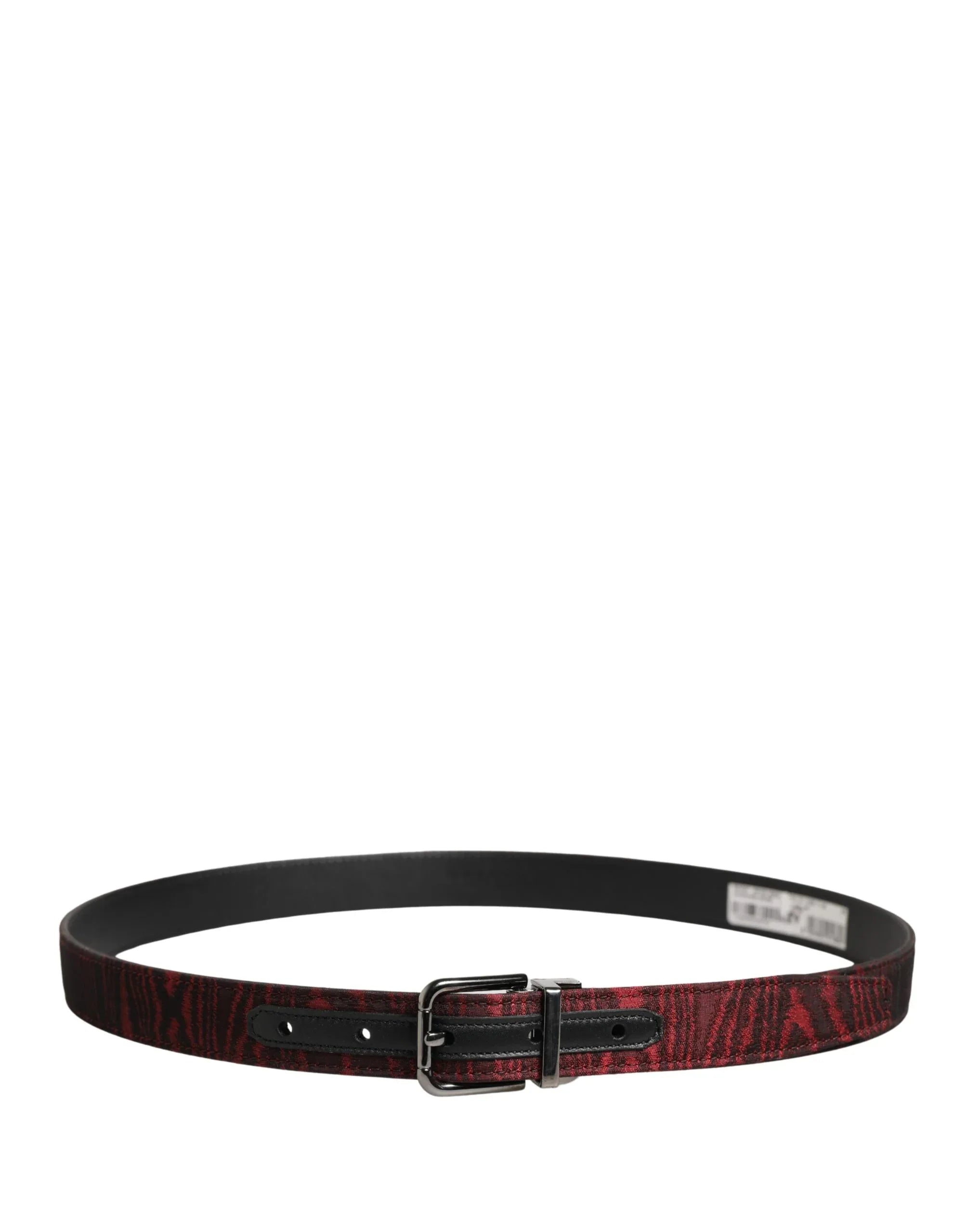Dolce & Gabbana Men Red Jacquard Acetate Metal Buckle Belt - Zeiniez