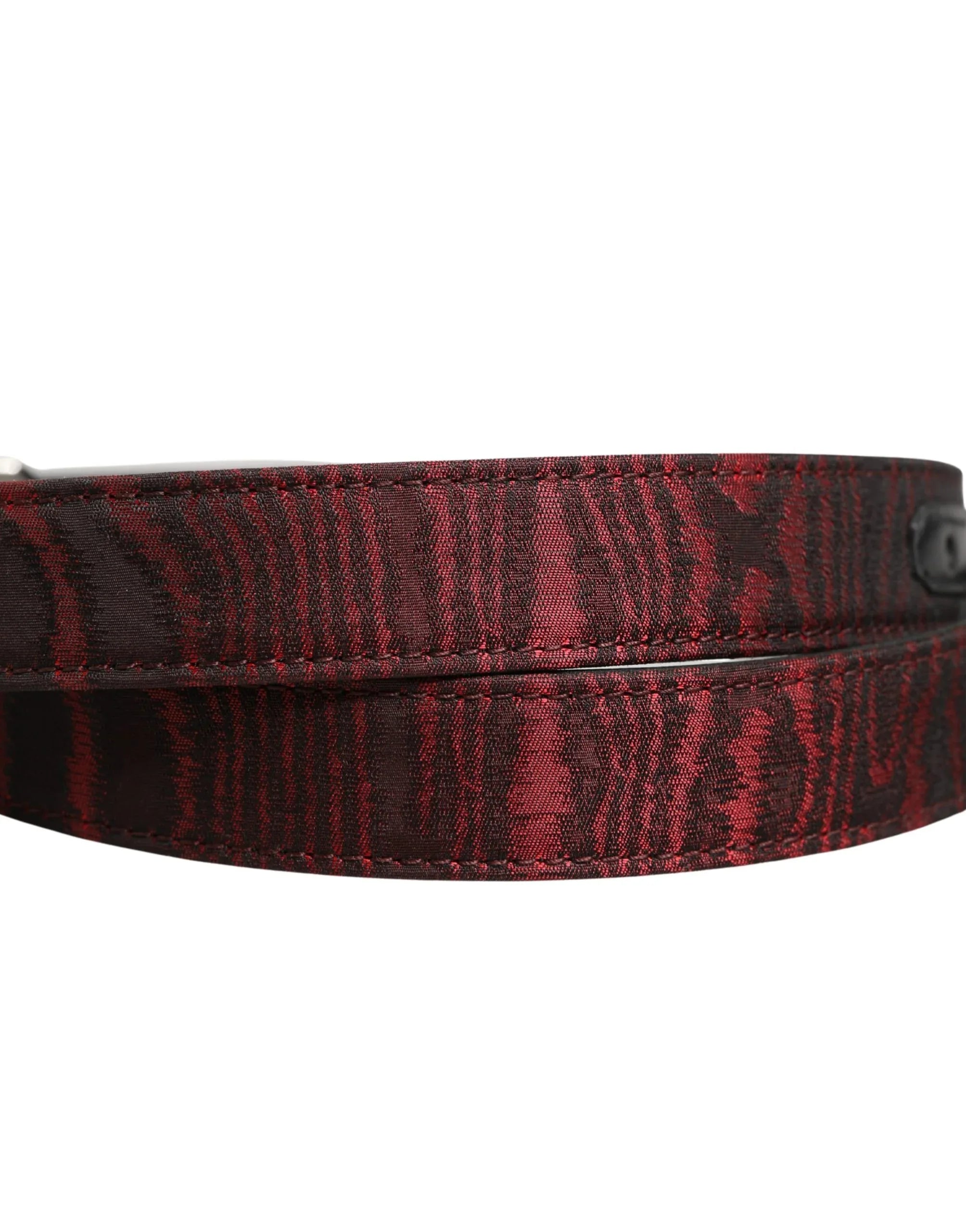 Dolce & Gabbana Men Red Jacquard Acetate Metal Buckle Belt - Zeiniez