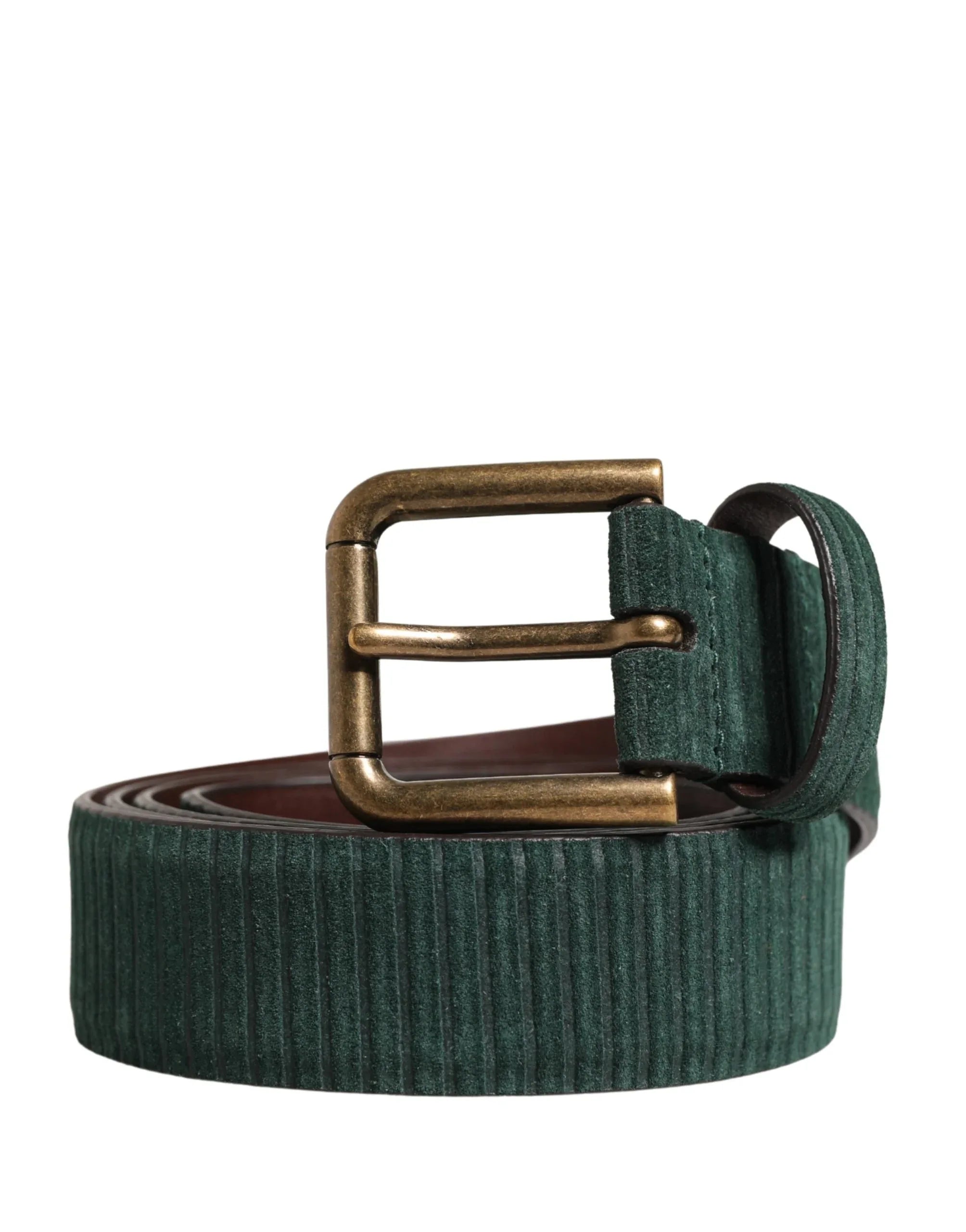 Dolce & Gabbana Men Green Velvet Leather Metal Buckle Belt - Zeiniez