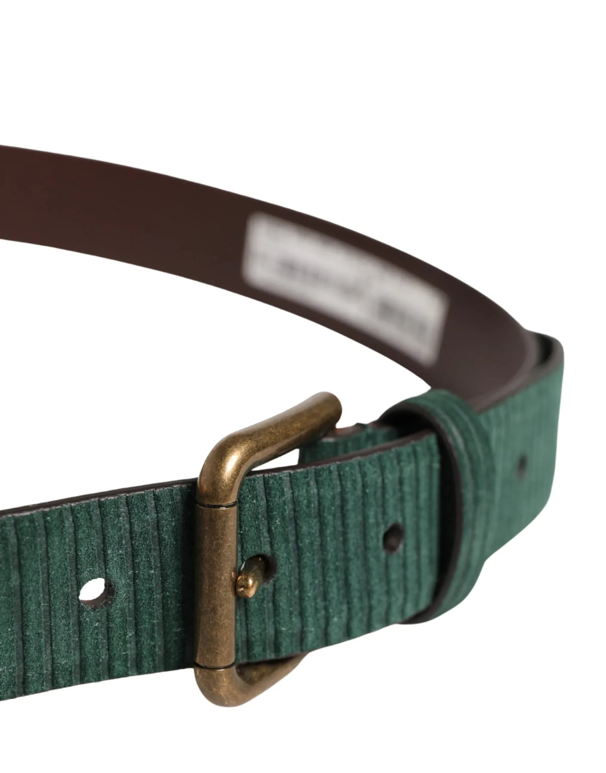 Dolce & Gabbana Men Green Velvet Leather Metal Buckle Belt - Zeiniez