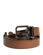 Dolce & Gabbana Men Brown Classic Leather Metal Buckle Belt - Zeiniez