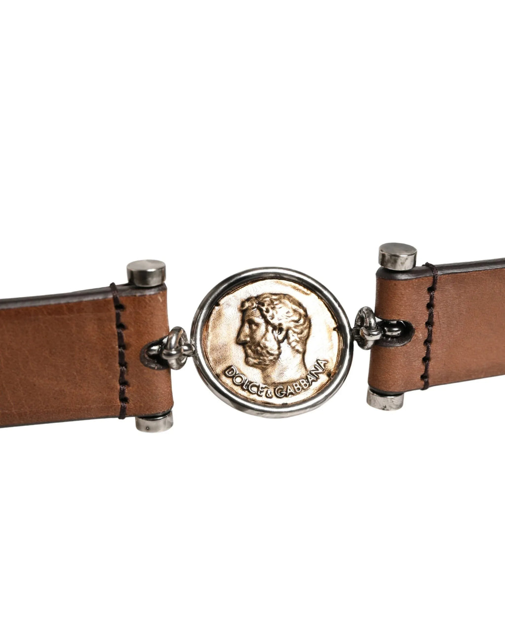 Dolce & Gabbana Men Brown Classic Leather Metal Buckle Belt - Zeiniez