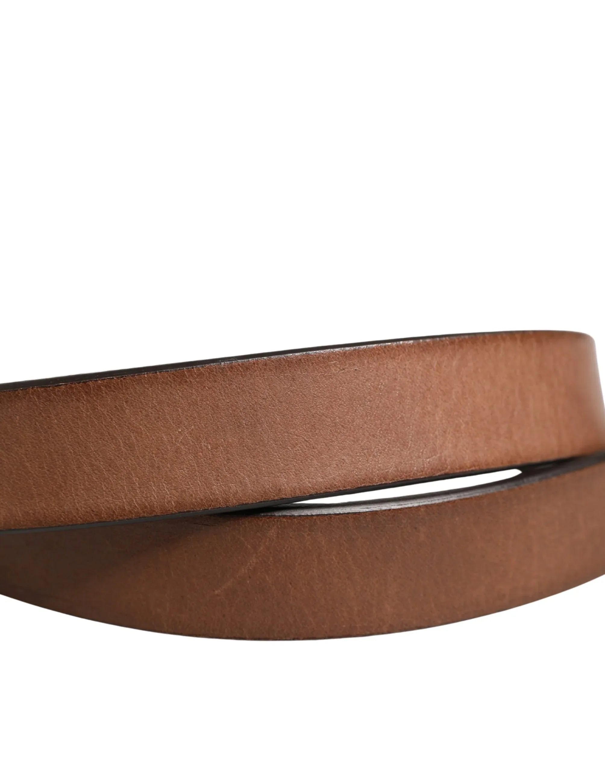 Dolce & Gabbana Men Brown Classic Leather Metal Buckle Belt - Zeiniez