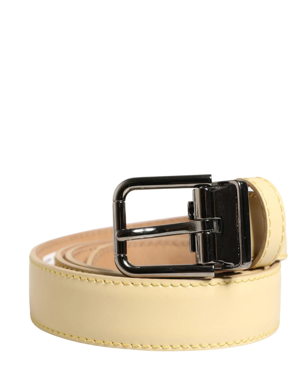 Dolce & Gabbana Men Yellow Classic Leather Metal Buckle Belt - Zeiniez