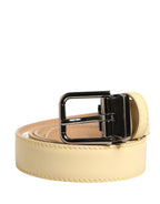 Dolce & Gabbana Men Yellow Classic Leather Metal Buckle Belt - Zeiniez
