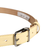 Dolce & Gabbana Men Yellow Classic Leather Metal Buckle Belt - Zeiniez