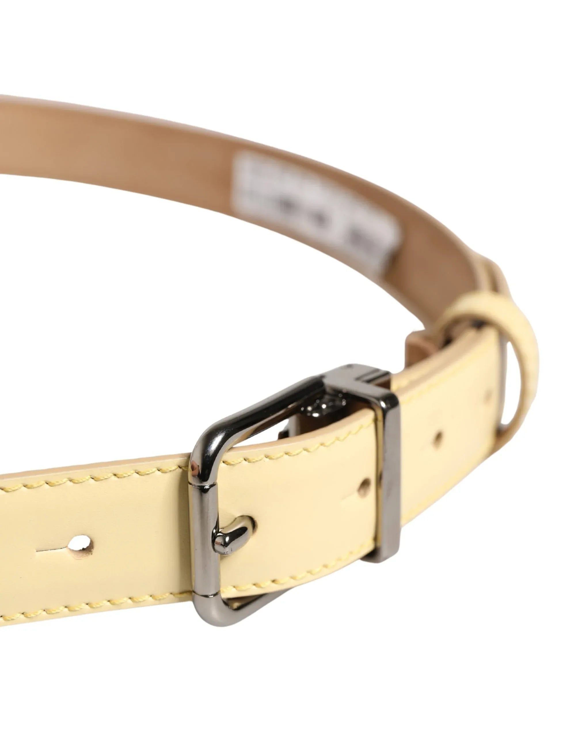 Dolce & Gabbana Men Yellow Classic Leather Metal Buckle Belt - Zeiniez